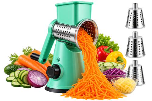 3-in-1 manual rotary cheese and vegetable grater